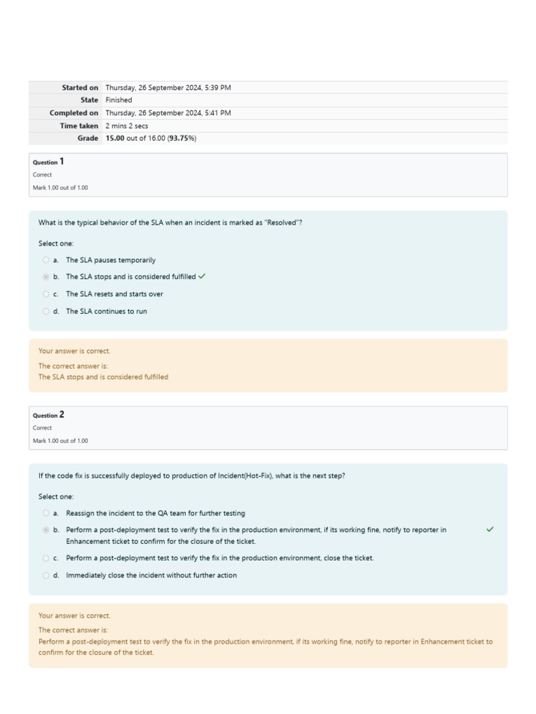 Snow - Incidents - Assessment - Attempt Review - Loreal-PhotonU | PDF ...