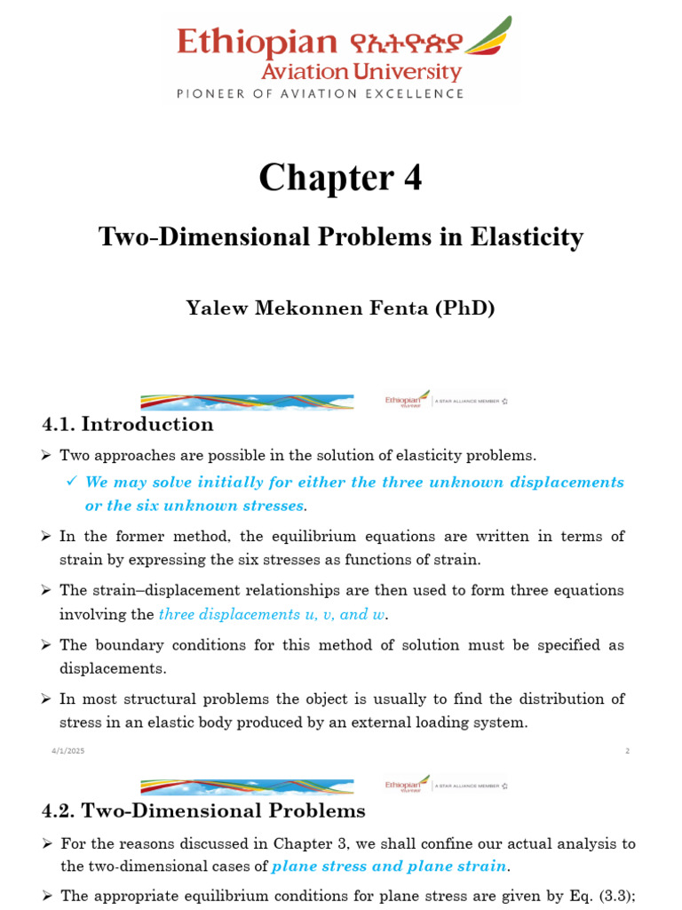 Two-Dimensional Elasticity Solutions | PDF | Stress (Mechanics) | Bending