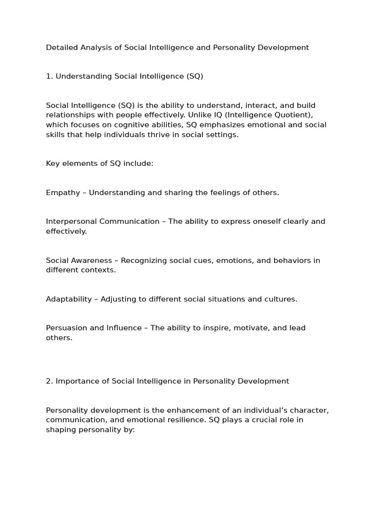 Social Intelligence in Personality Growth | PDF | Empathy | Intelligence