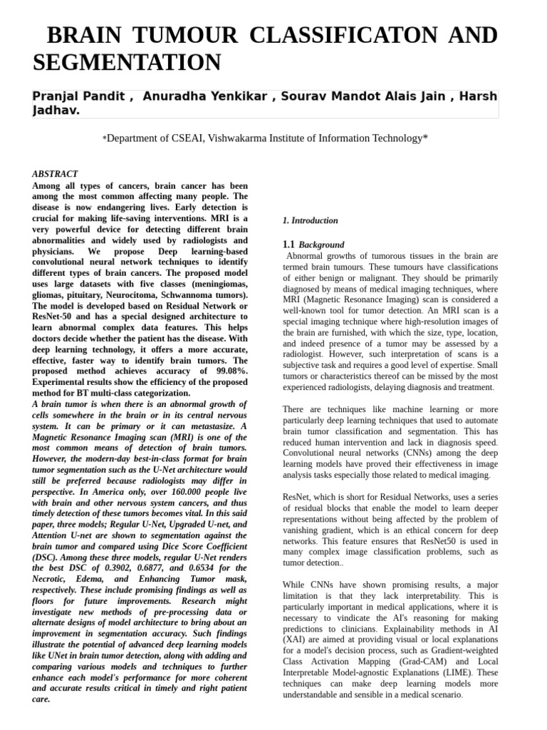 Brain Tumor Classification & Segmentation | PDF | Image Segmentation ...