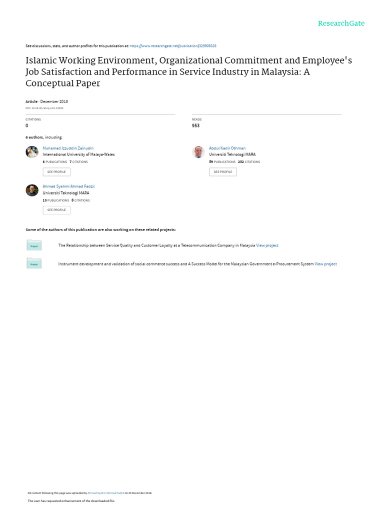Islamic Work Environment & Employee Performance | PDF | Job ...
