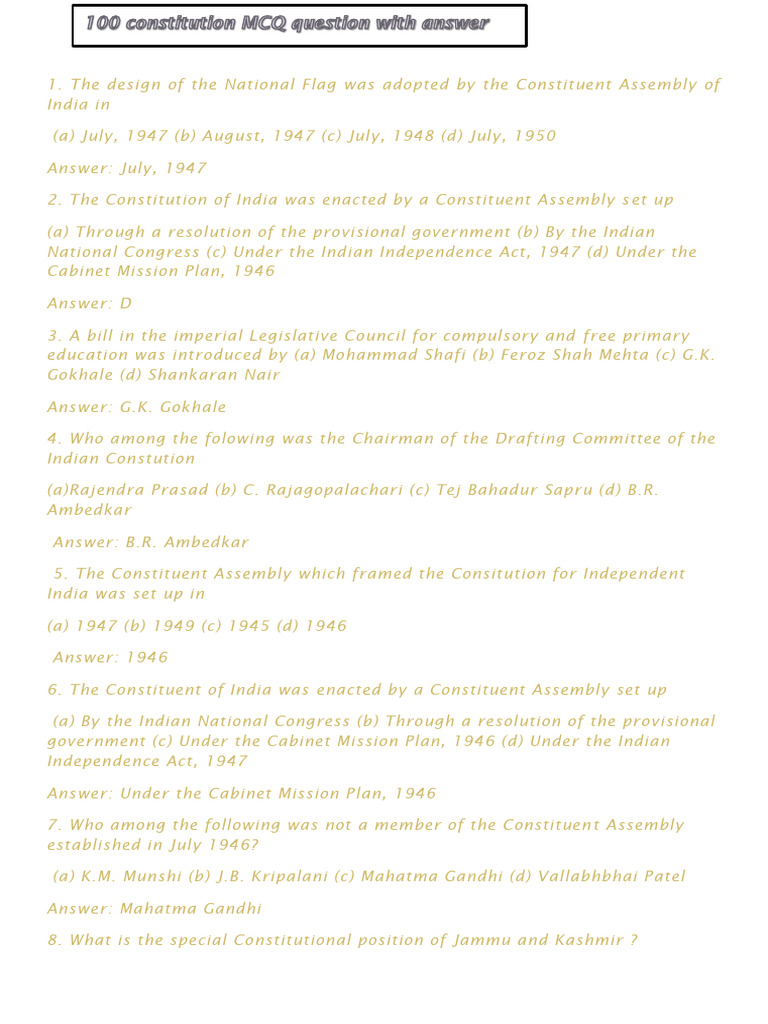 High Court Questions on Indian Constitution | PDF | Supreme Court Of ...