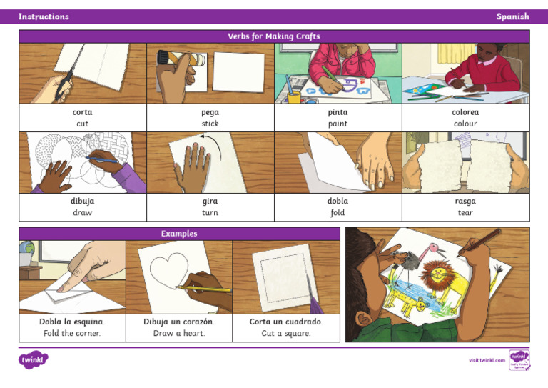 Instruction Verbs For Making Crafts Word Mat Spanish | PDF