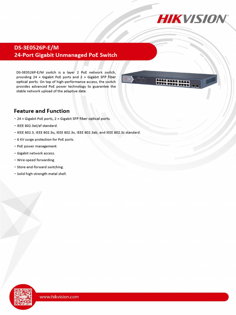 DS-3E0526P-E/M PoE Switch Overview | PDF | Network Switch | Computer ...