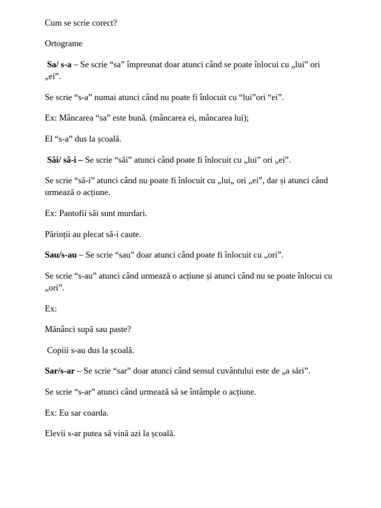 Cum Se Scrie Corect | PDF