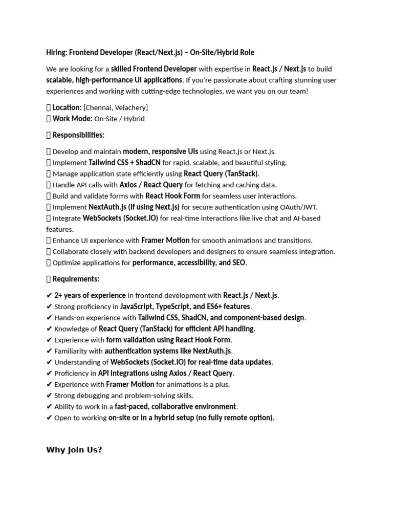 Frontend Developer Role: React/Next.js | PDF