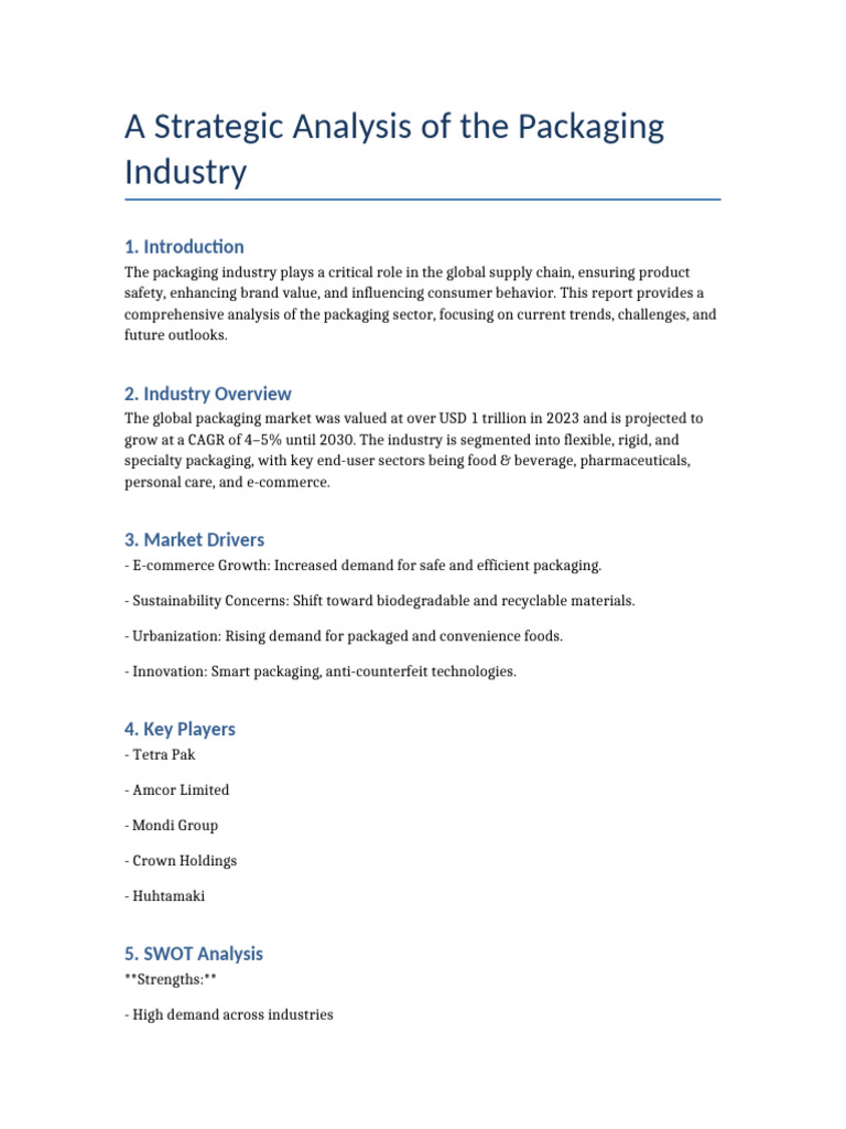 Global Packaging Industry Overview 2023 | PDF