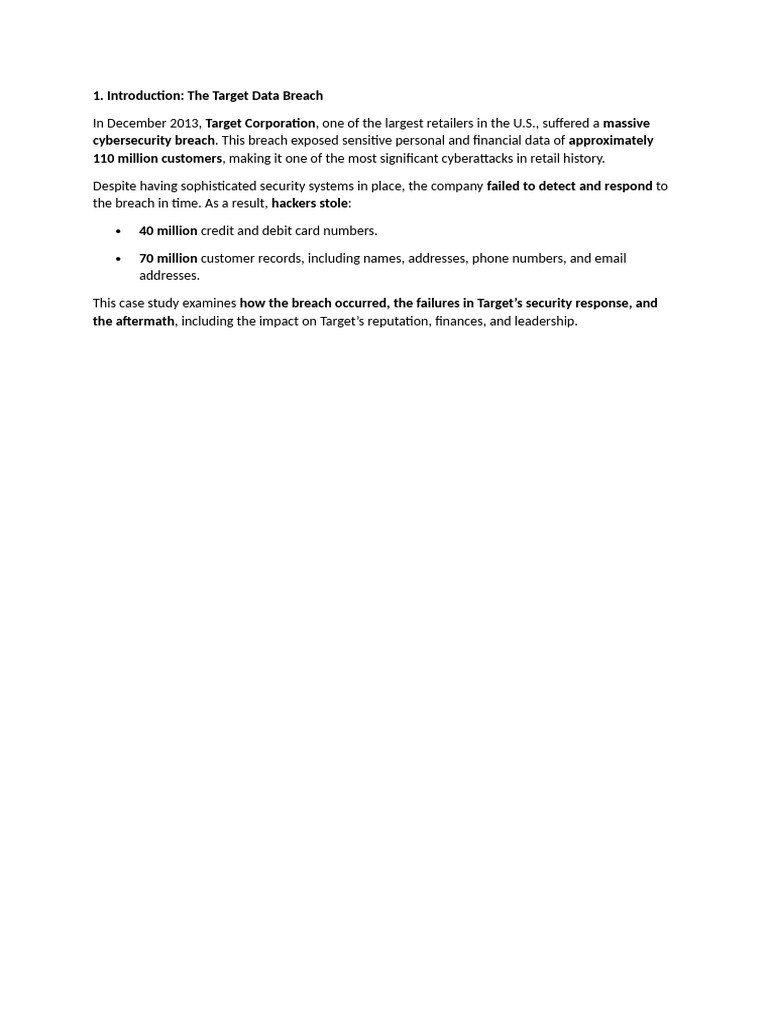 Target Data Breach Case Study Analysis | PDF