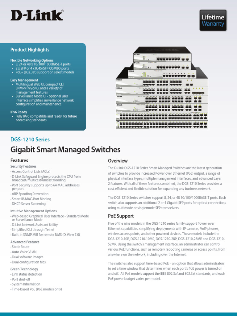 Dgs-1210-Series Revf Datasheet 2.10 en Us | PDF | Computer Network ...