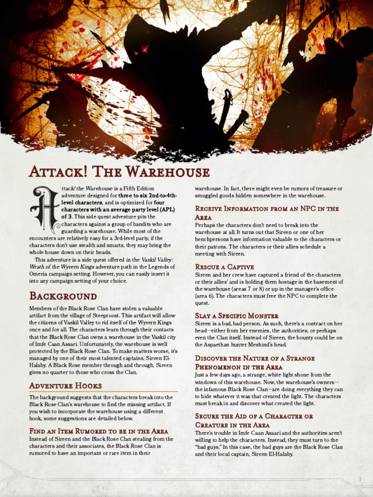 D&D 5e Attack! The Warehouse (24) PDF Copyright Derivative Work