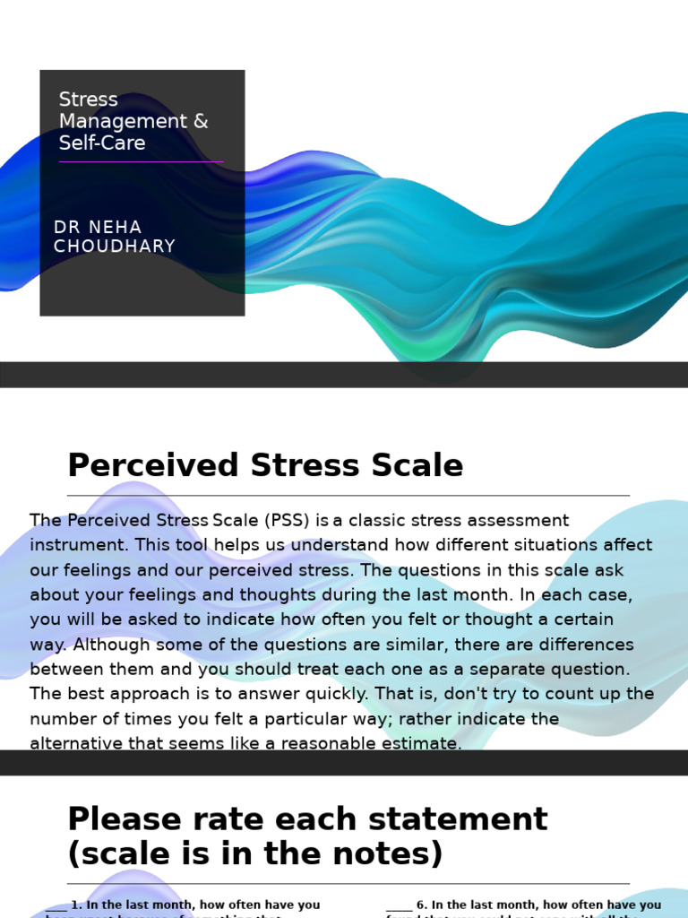 Perceived Stress Scale & Self-Care Guide | PDF | Stress (Biology ...