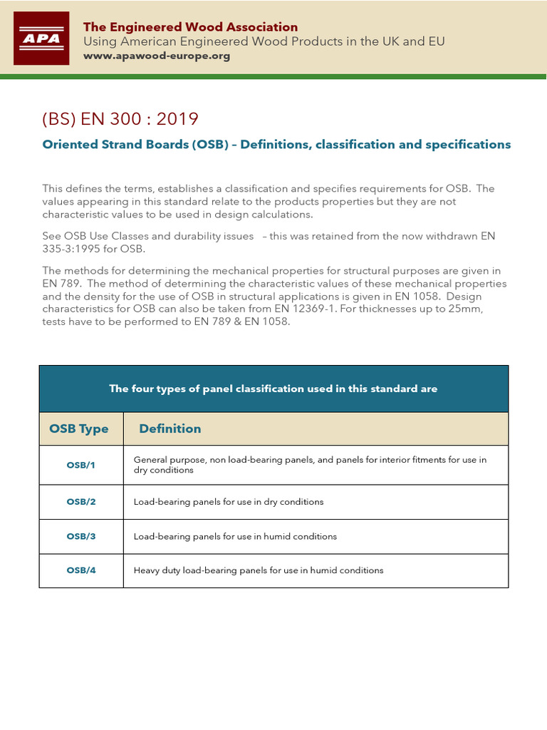 OSB Panel Classification and Standards | PDF