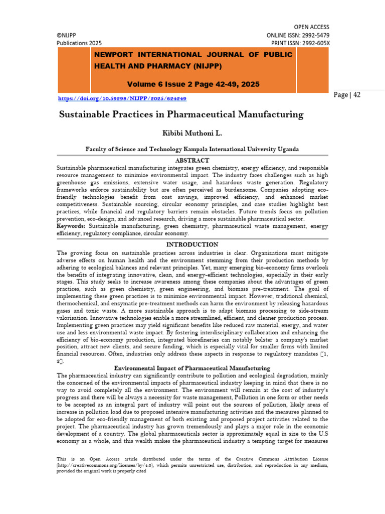 Sustainable Practices in Pharma Manufacturing | PDF | Sustainability ...