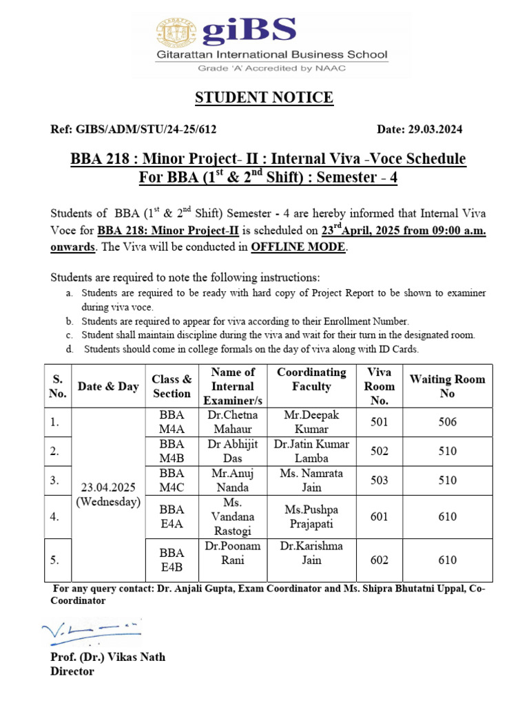 BBA 218 Internal Viva Schedule | PDF | Qualifications | Educational ...