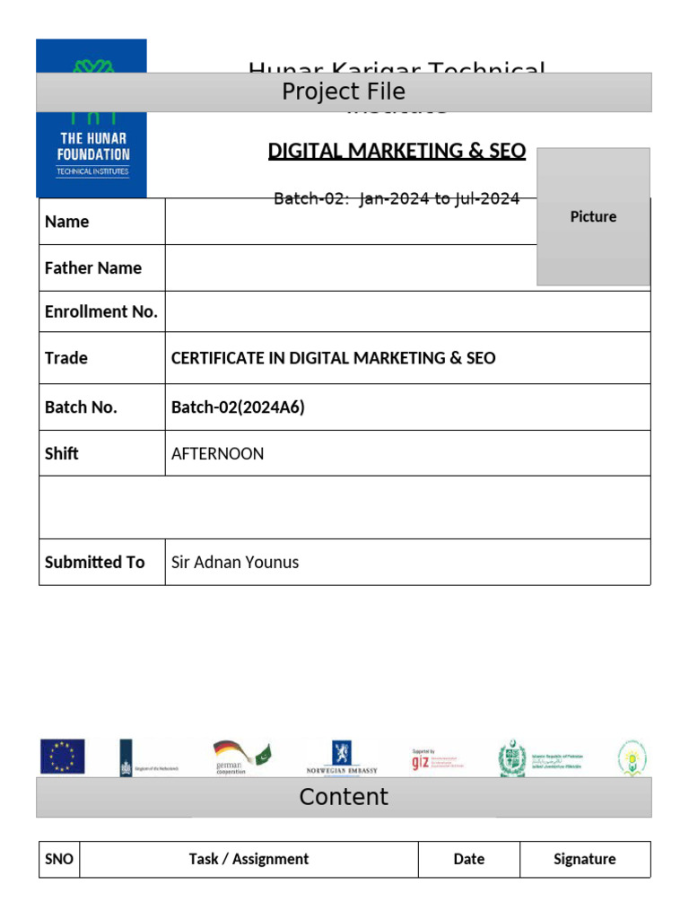 Digital Marketing & SEO Project File | PDF | Search Engine Optimization ...
