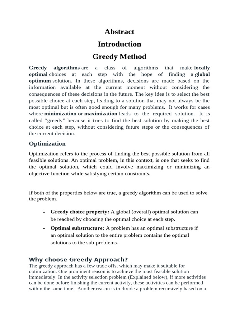 Disadvantages of Greedy Algorithms | PDF | Mathematical Optimization ...