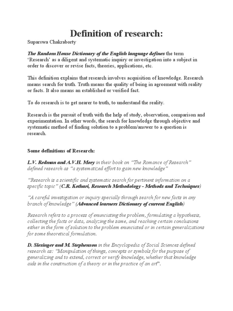 Understanding Research Definitions | PDF | Science | Marketing Research