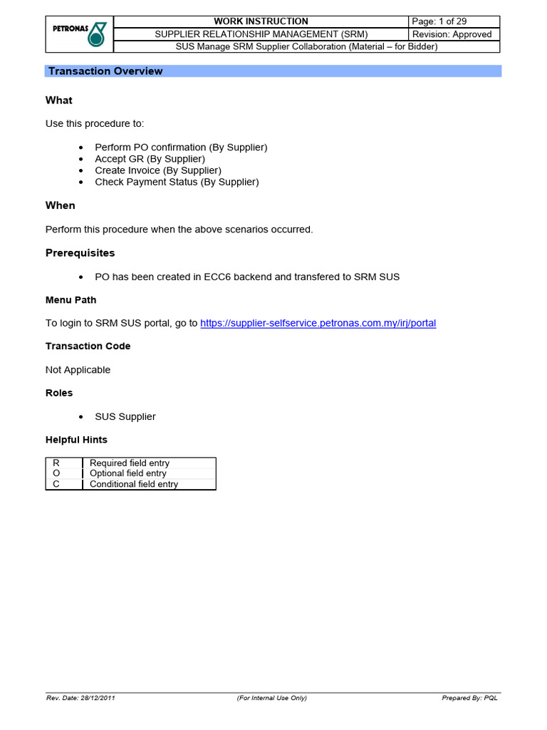 SRM SUS Portal Supplier Instructions | PDF | Internet Explorer | Internet