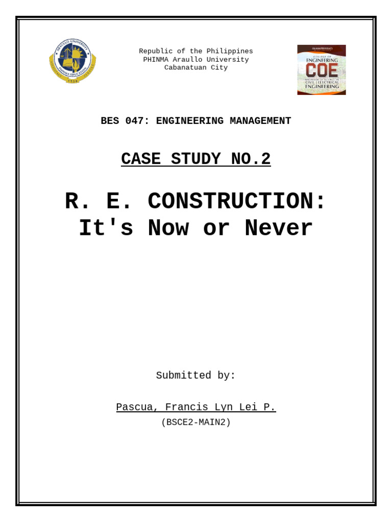 R.E. Construction Case Study Analysis | PDF | Business
