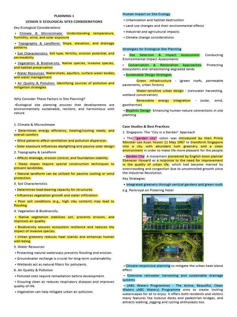 PLANNING 1 - Lesson 3 Notes | PDF | Ecology | Wetland