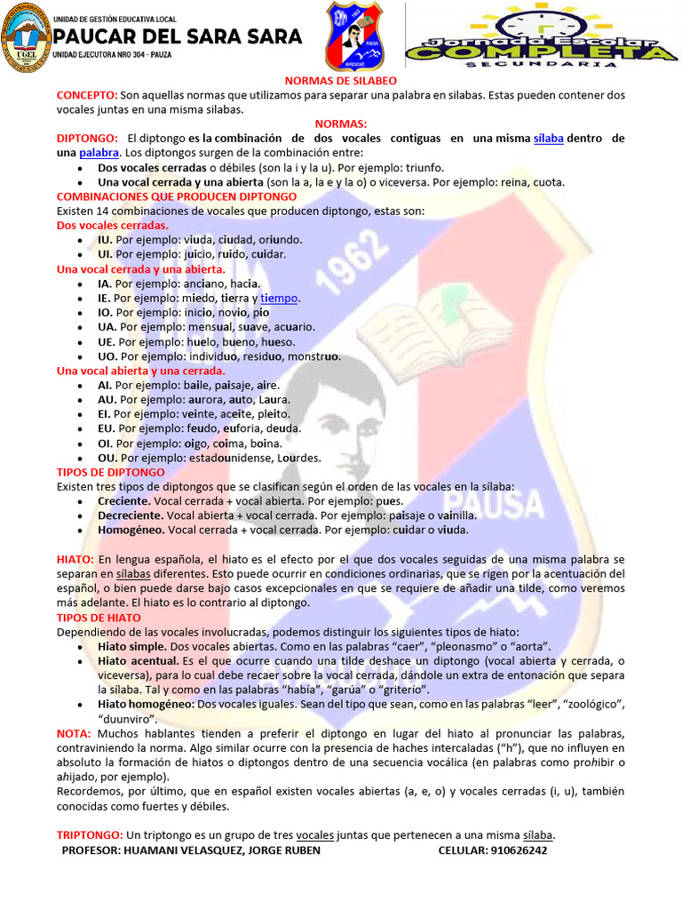 Reglas del Silabeo en Español | PDF | Lingüística | Voz humana