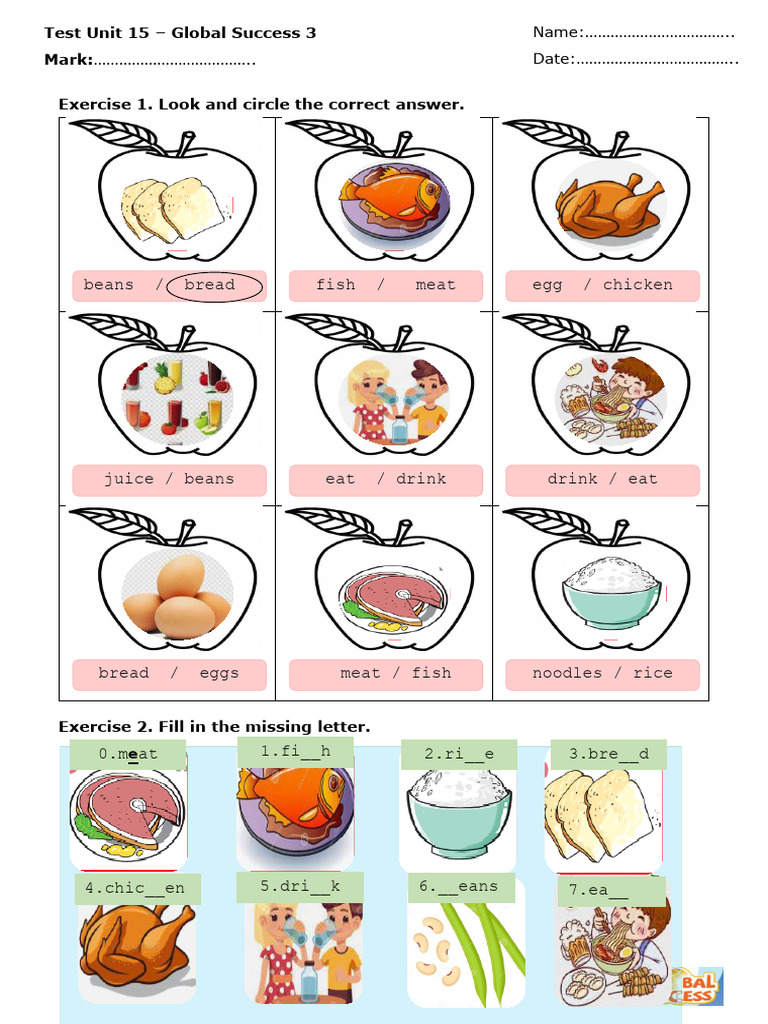 ESL Food Vocabulary Exercises | PDF