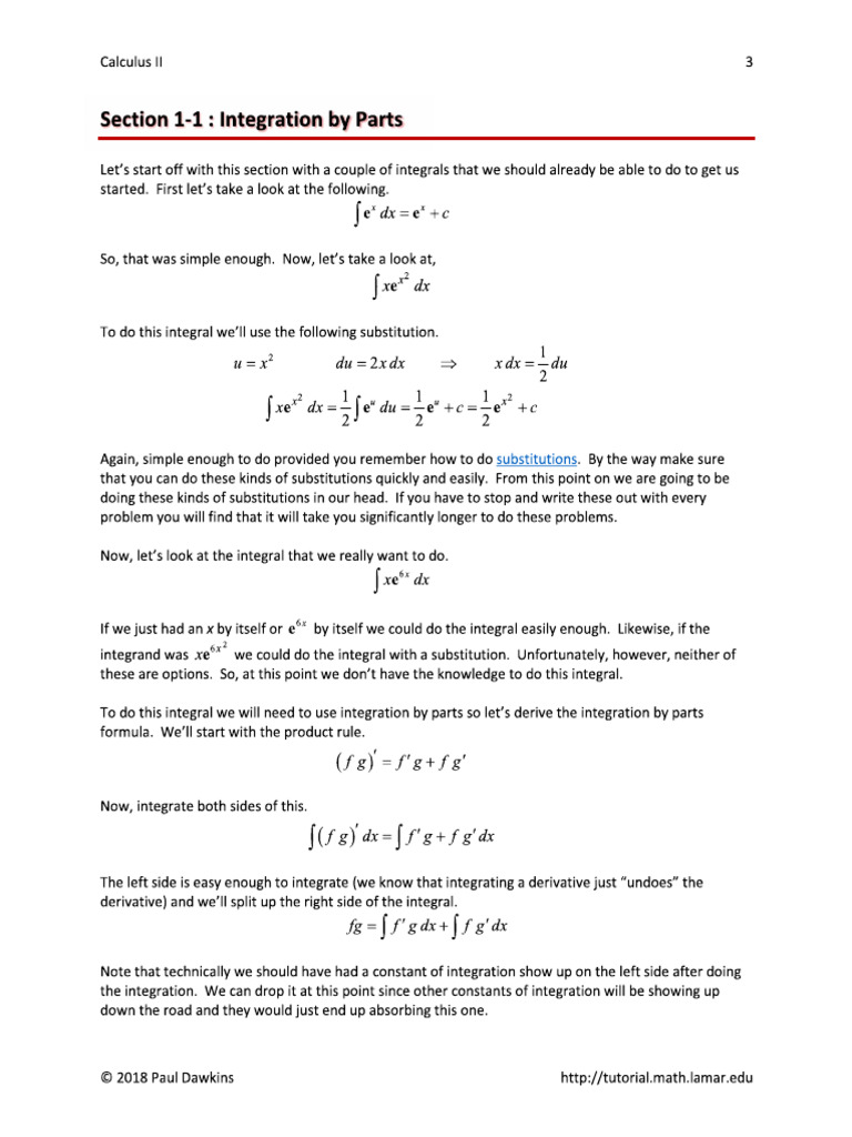 Integration by Parts | PDF