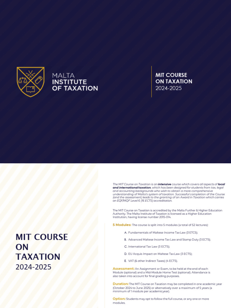 MIT Taxation Course 2024-2025 Overview | PDF | Taxes | Value Added Tax