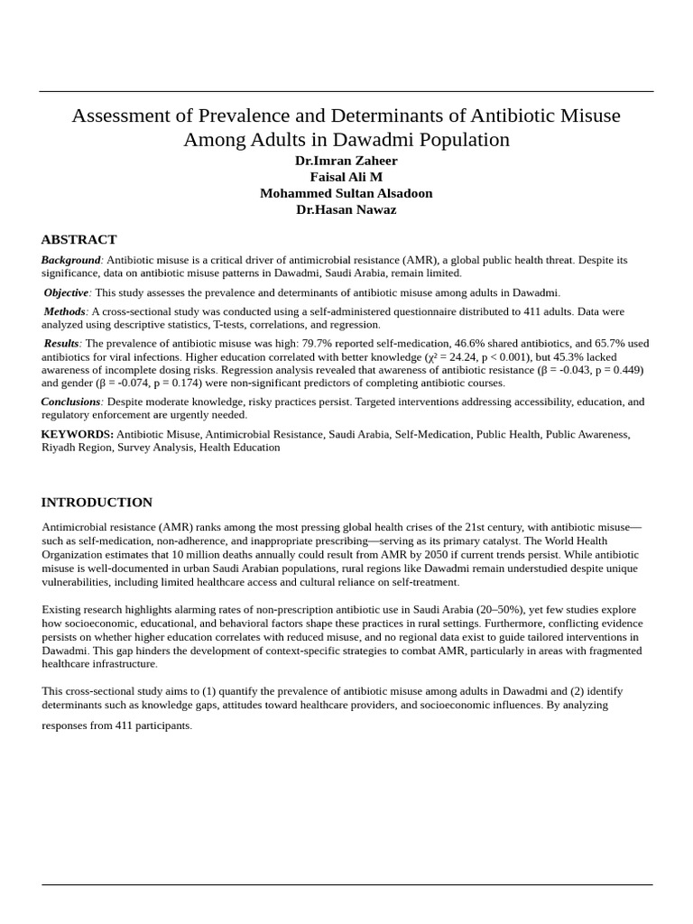 Assessment of Prevalence and Determinants of Antibiotic Misuse Among ...