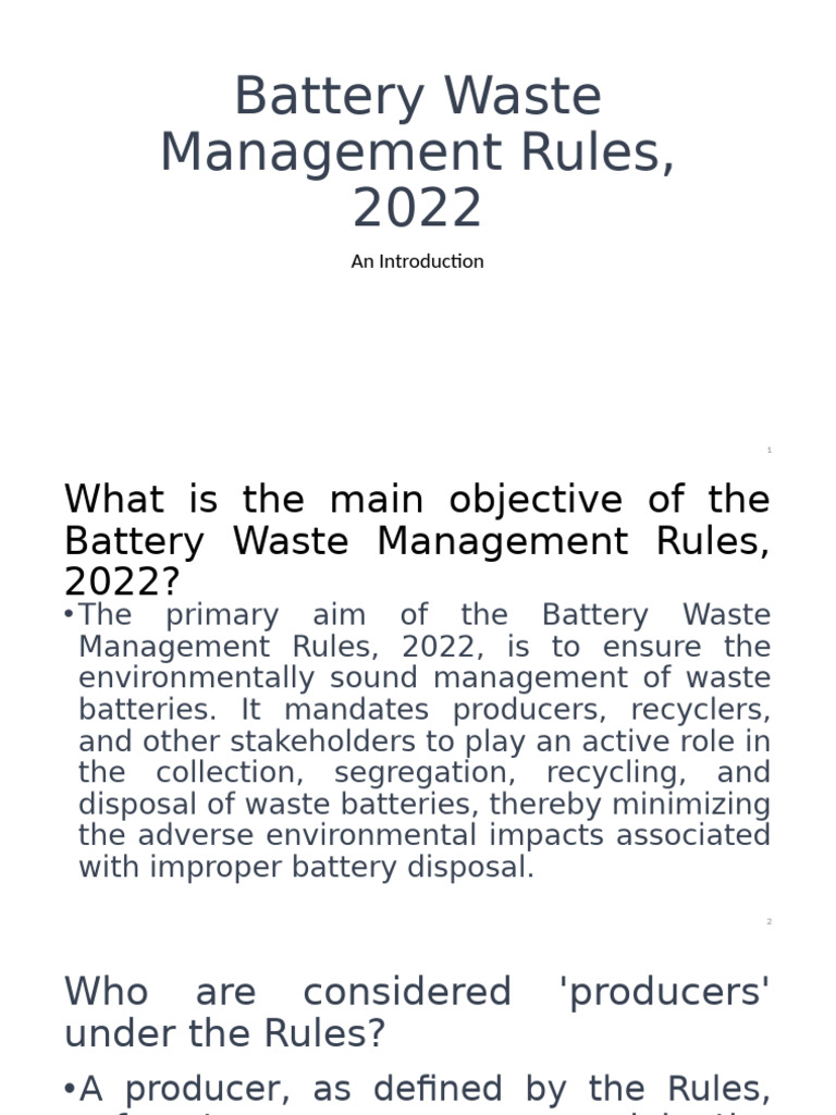 Battery Waste Management Rules 2022 | PDF | Waste Management | Waste