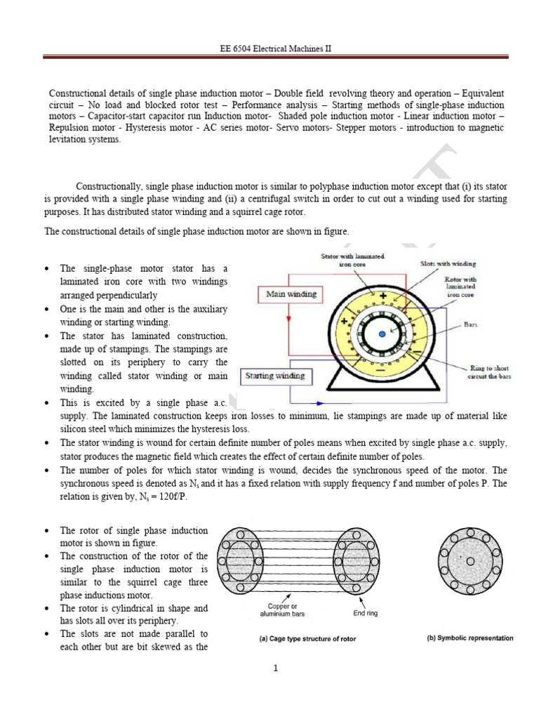 Single Phase Induction Motors Overview | PDF | Electric Motor | Capacitor