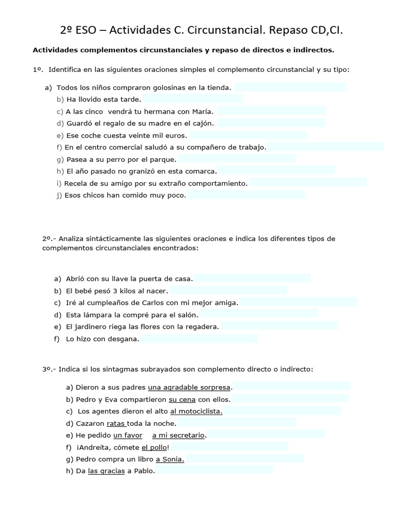 Actividades de Complemento Circunstancial | PDF