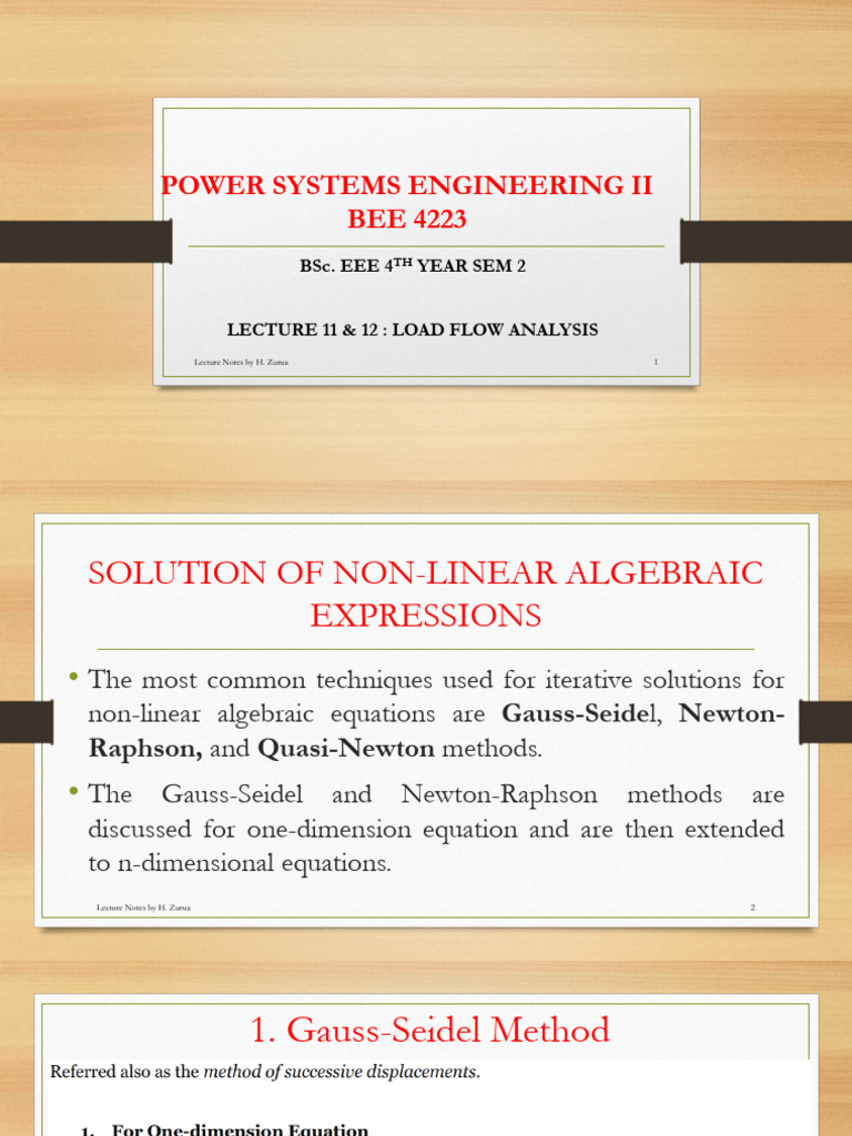 BEE 4223 Lecture 11 & 12 - Load Flow Analysis | PDF | Mathematics Of ...