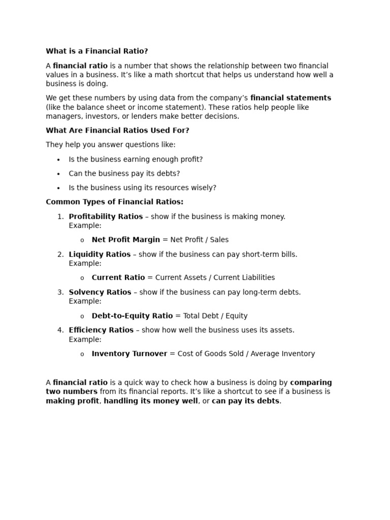 Understanding Financial Ratios Explained | PDF