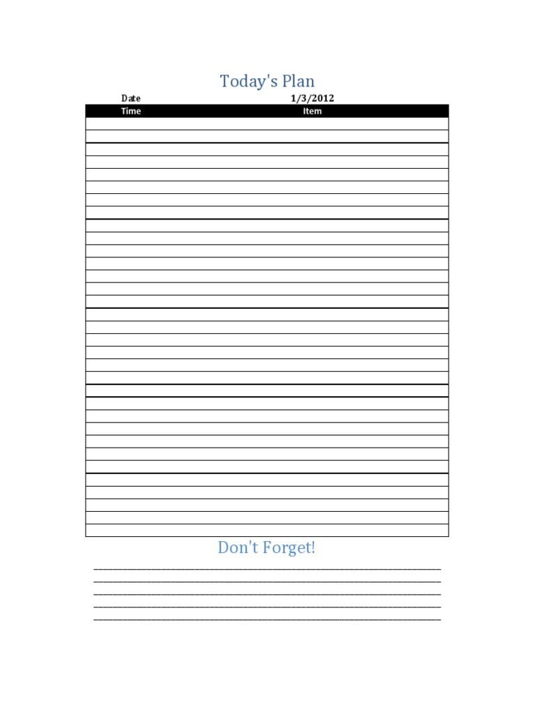 Today's Plan: Don't Forget! | PDF