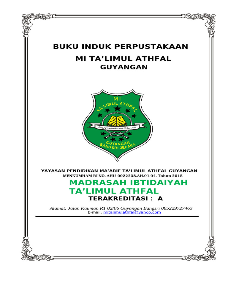 Buku Induk Perpustakaan MI Ta'limul Athfal | PDF