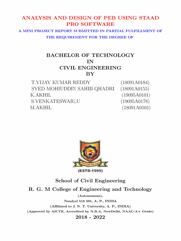 2021-22 Ce Analysis and Design of Peb Using Staad Pro Software-5 | PDF