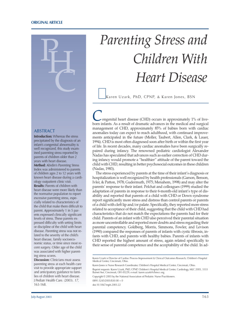 Parenting Stress and Children With Heart Disease | PDF | Parenting ...