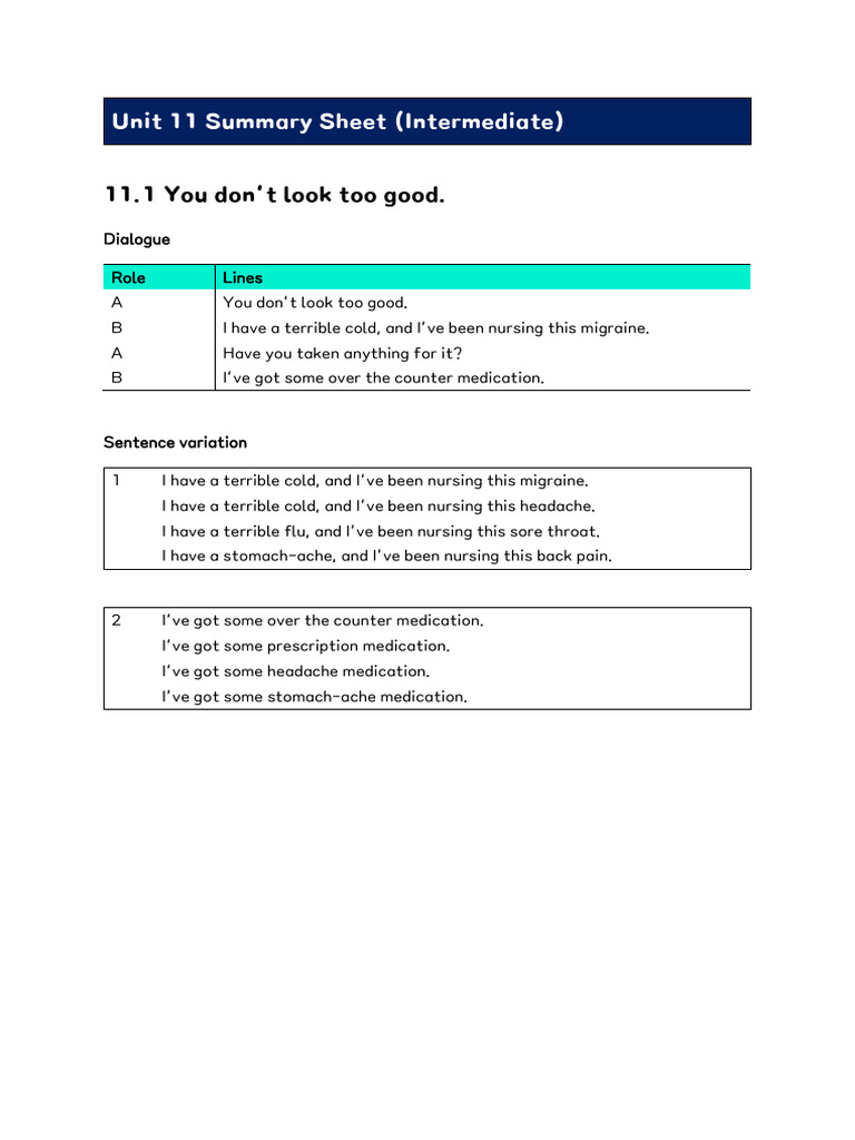 Unit+11+Summary+Sheet+(Int) | PDF
