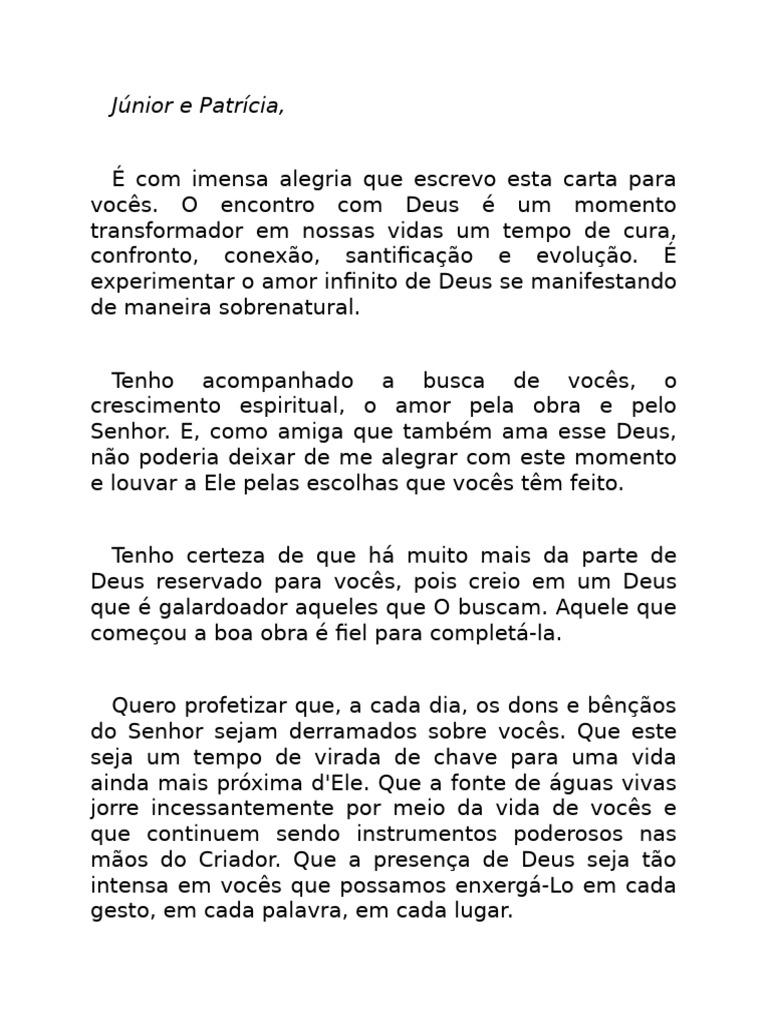 Carta de Amiga sobre Encontro com Deus | PDF