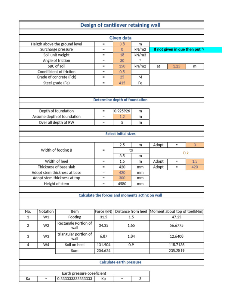 Cantilever Retaining Wall Design Guide | PDF | Mechanics | Mechanical ...