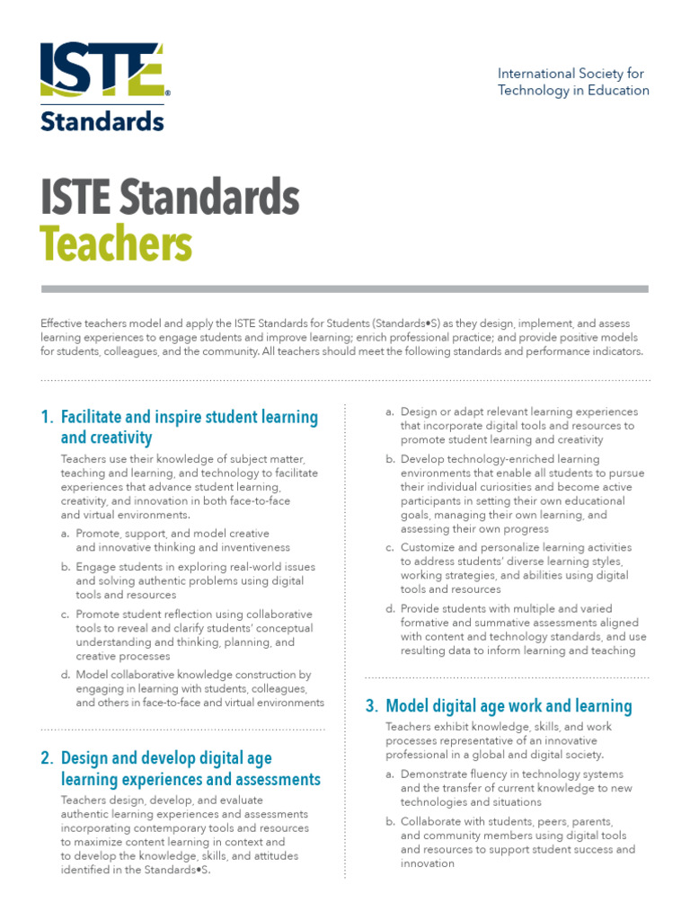 Iste Standards For Teachers | PDF | Learning | Creativity