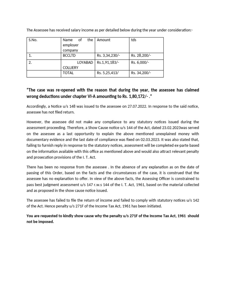 Penalty Initiation Under Section 271F | PDF