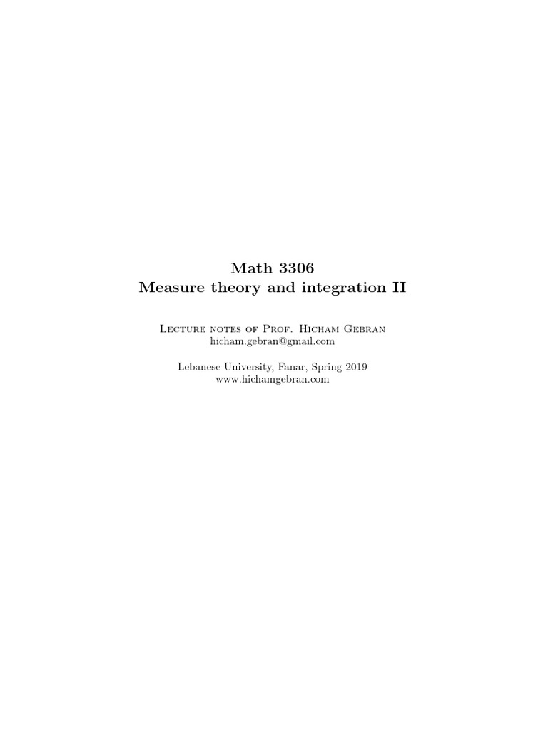 Measure Theory and Integration II Notes | PDF | Convolution | Measure ...