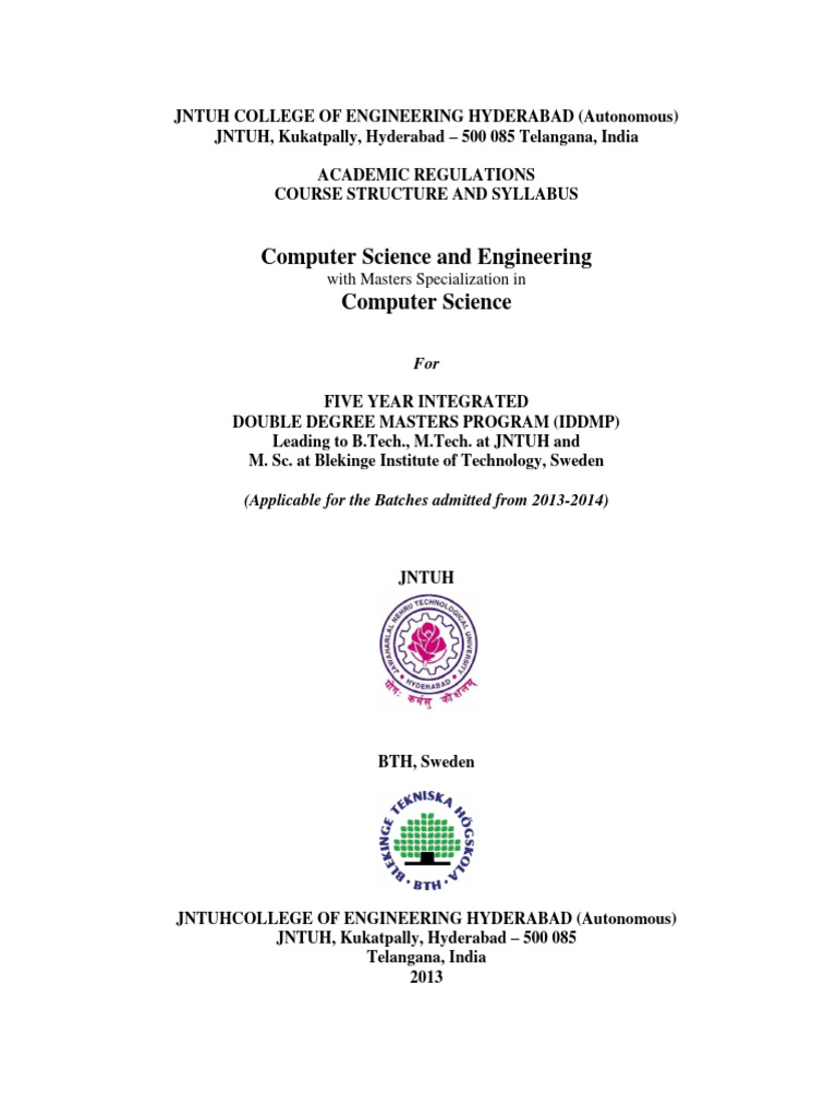 IDDMP Regulations for CSE at JNTUH | PDF | Thesis | Master's Degree