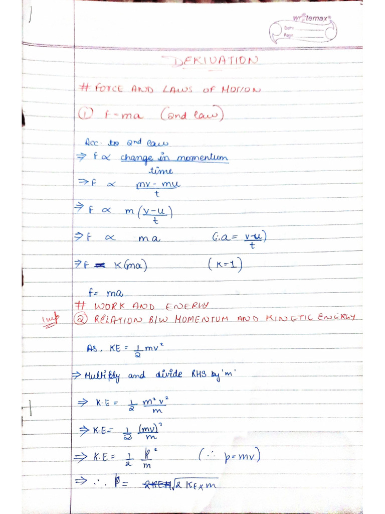 All Derivations Class 9 Physics | PDF