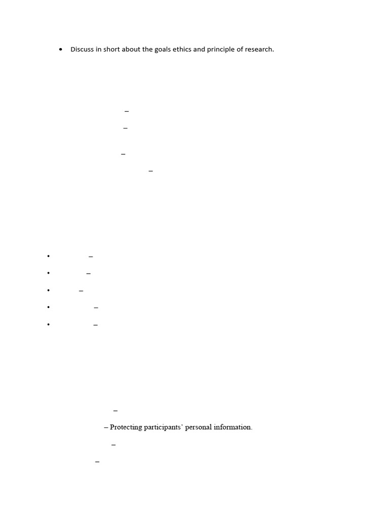 Discuss in Short About The Goals Ethics and Principle of Researc | PDF