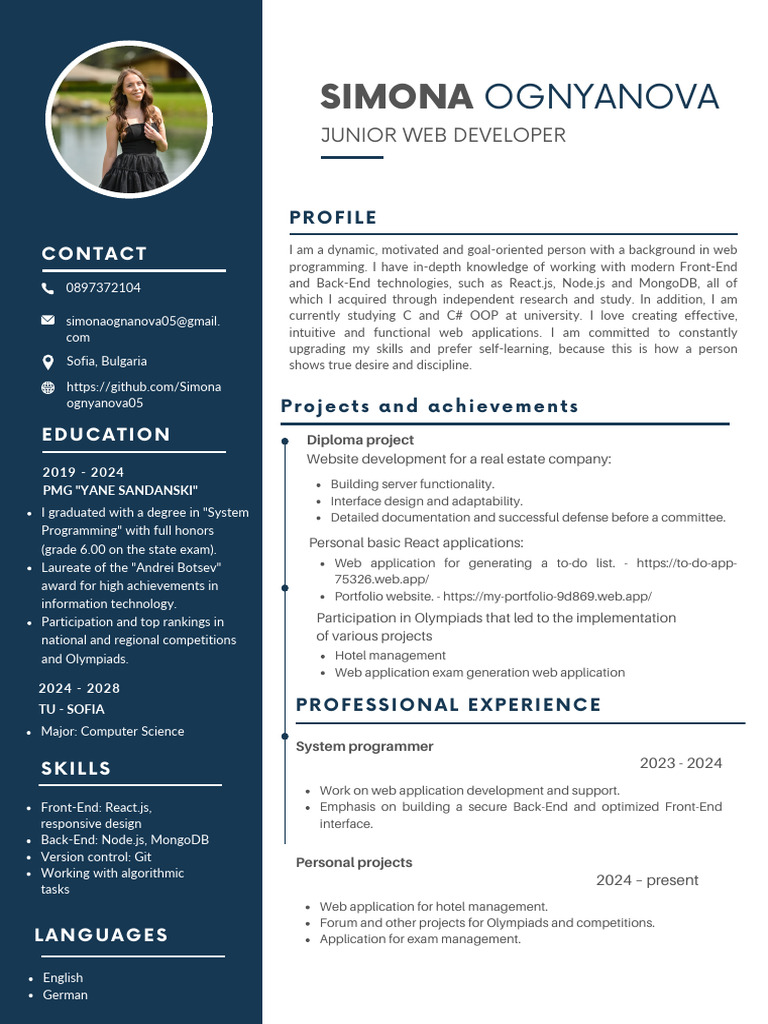 Junior Web Developer Profile | PDF | Web Application | Software Development