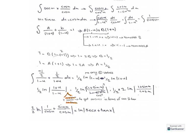 Integral of Secx | PDF