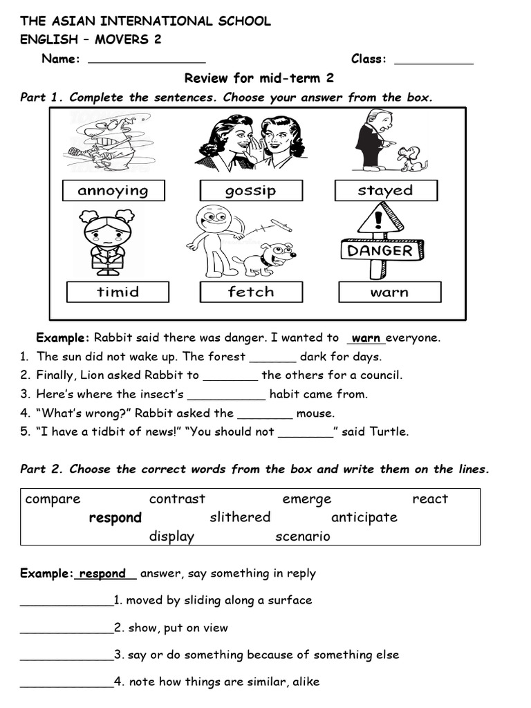 English 4 Mr Colin - Review for Midterm 2 (2025) (1) (1) | PDF